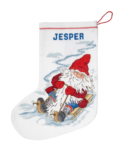 Tomte på kälkfärd - julstrumpa | Eddna SE