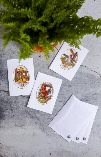 Broderikit hönsfamiljen - 3 pack kort | Eddna SE