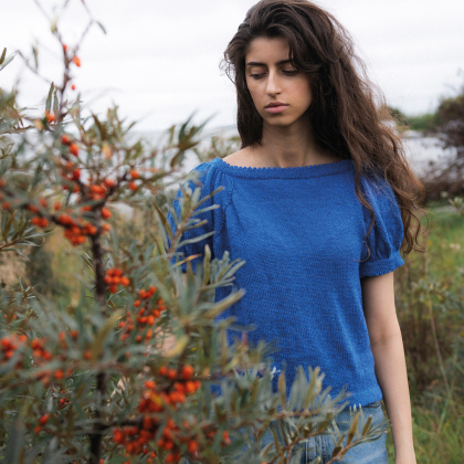 Segel - stickad tröja med puffärm