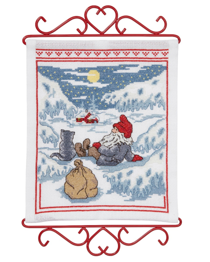 Tomte och katt i månsken - vepa | Eddna SE