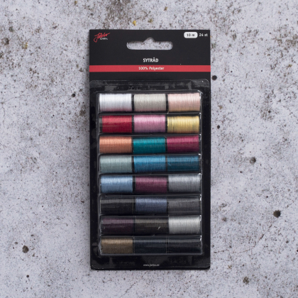 Multipack polyestertråd 24 färger x 10m