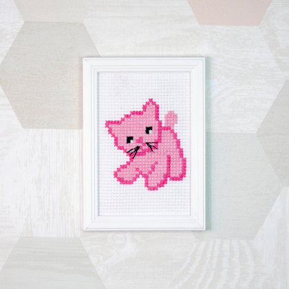 Barnbroderi katt - tavla | Eddna SE
