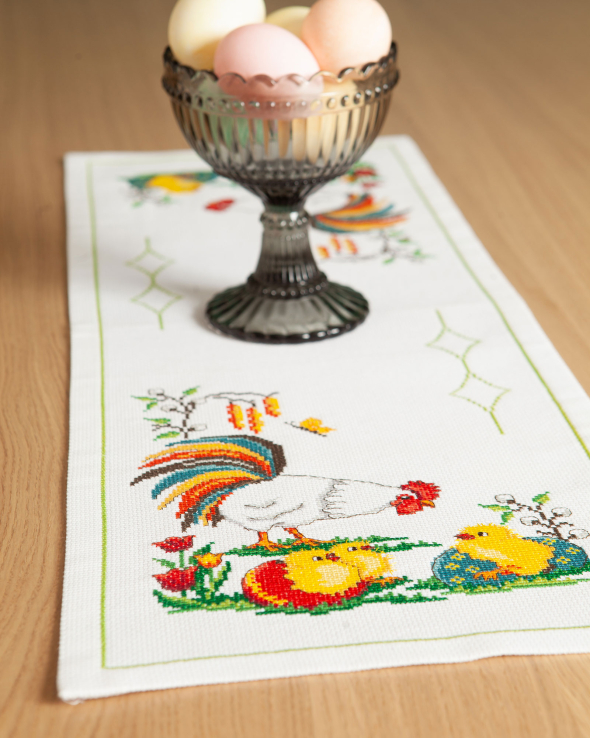 Färgglad tupp med kycklingar - löpare | Eddna SE