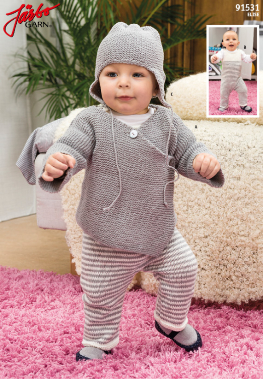 Omlottkofta, sparkbyxa och mössa för baby