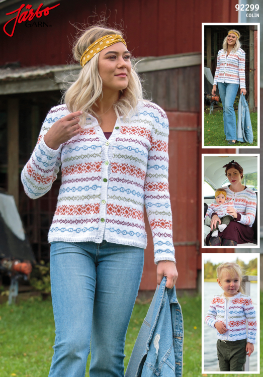 Sorbét - mönsterstickad kofta i många storlekar