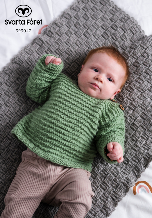 Mönster - Teor - rätstickad babytröja  | Eddna SE