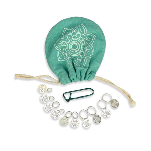 Mindful stickmarkörer i Sterling-silver med chakrasymboler (10 st) 