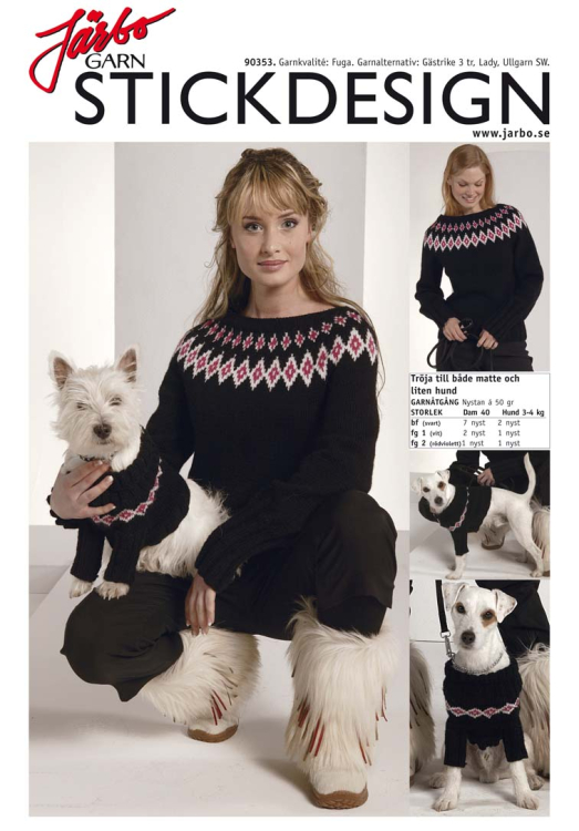 Tröja med mönsterstickat ok till både matte och hund