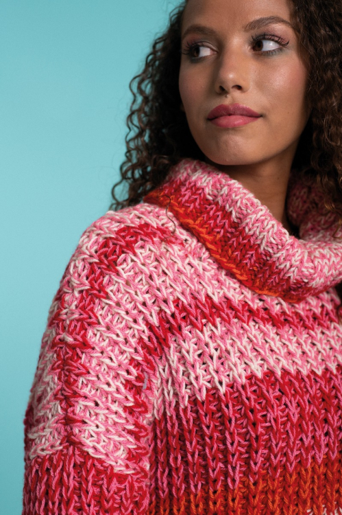 Flerfärgad tröja i halvpatent