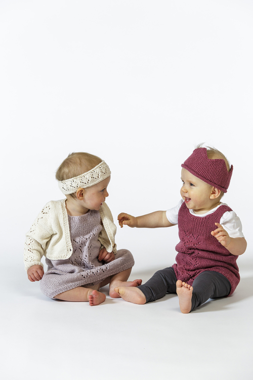 Babyset - Kofta/bolero, klänning, body, pannband och krona 