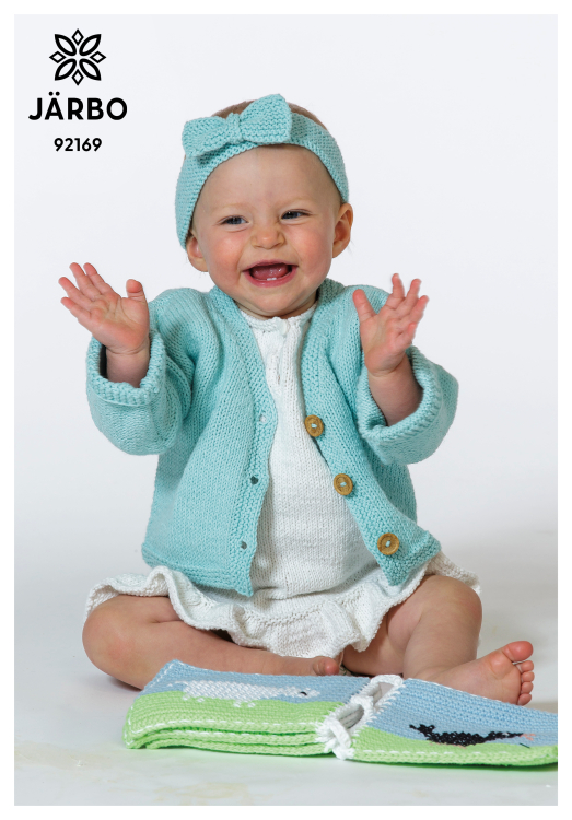 Babyset kofta, klänning, byxa och pannband