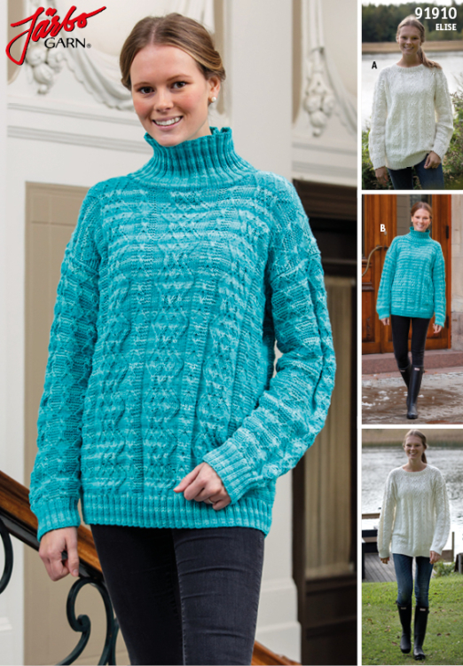 Flätstickad fiskartröja till dam