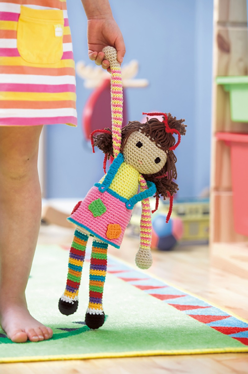 Trasdocka i pippifärger - amigurumi