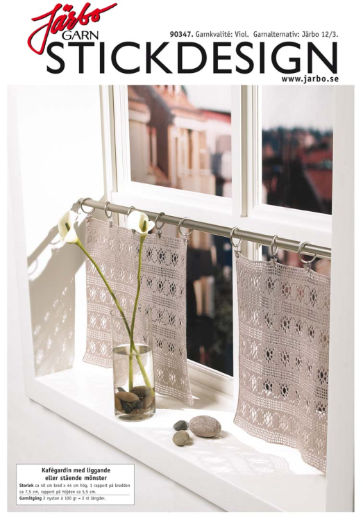 Kafégardin med liggande eller stående mönster