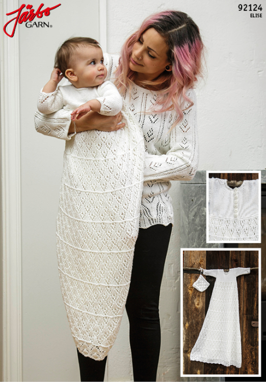 Stickad dopklänning och hätta 