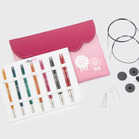 KnitPro Dreamz Midi - Set med ändstickor (7 par, 13 cm)