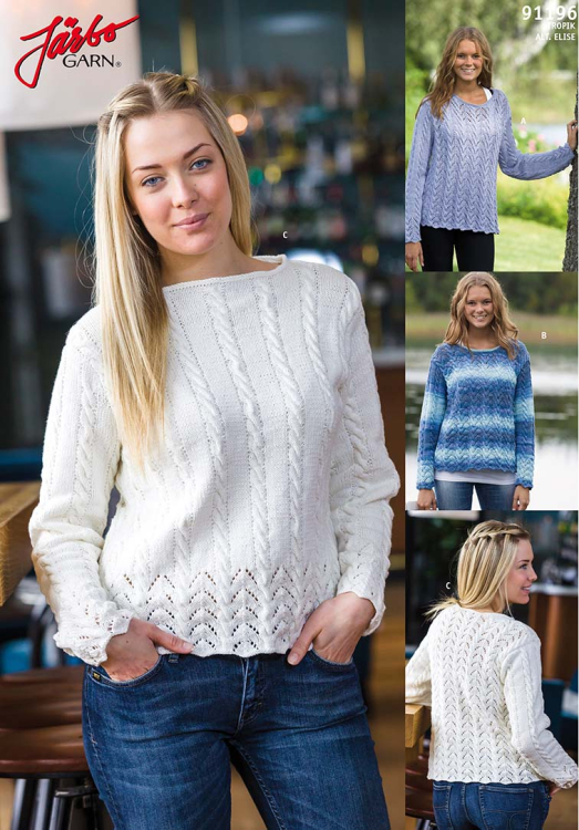 Damtröja med flätor och spetsmönster