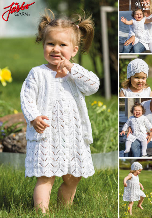 Somrig klänning, kofta och mössa till baby