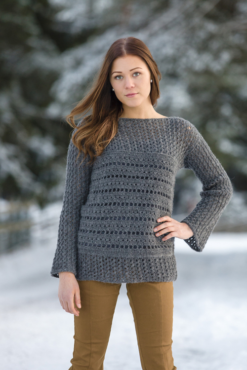 Stickad och virkad spetsmönstrad tunika