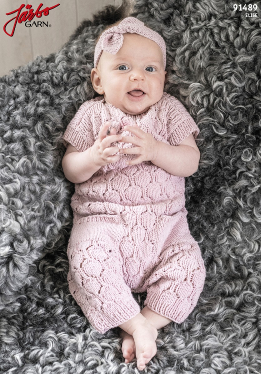 Vårblad - babyoverall med hålmönster och matchande pannband