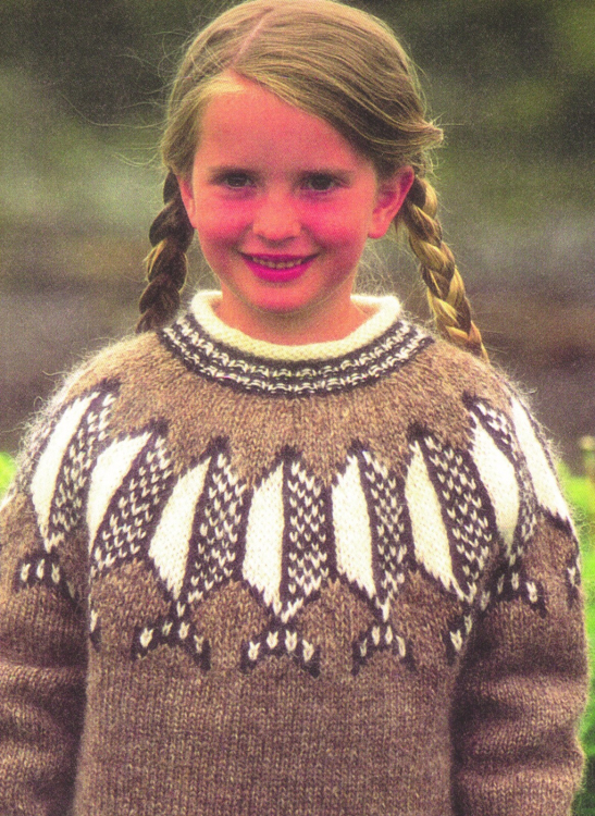 Mönsterstickad tröja med mönstrat ok