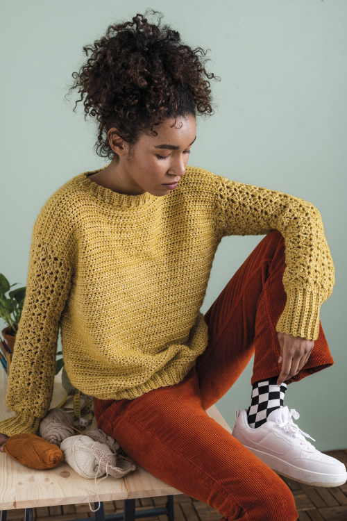 Fidenza – virkad tröja med ballongärm 