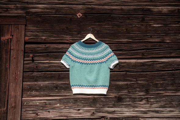 Karamell - kortärmad tröja med mönsterok