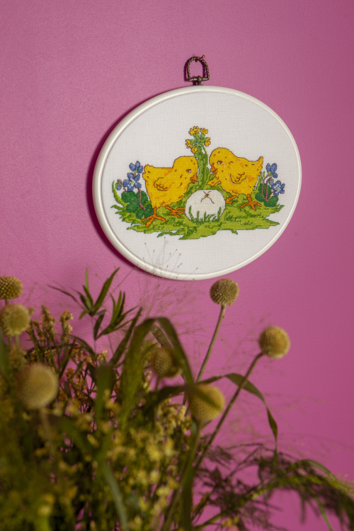 Broderikit kycklingar och blommor - flexitavla | Eddna SE