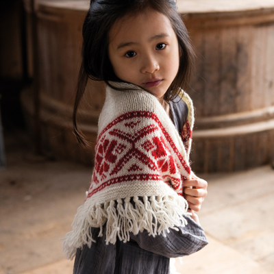 Mönster - Järnblomma stickad sjal - Barn | Eddna SE