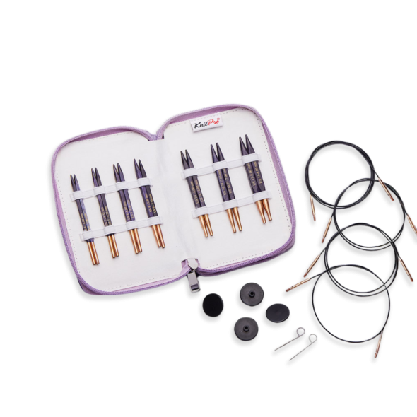 KnitPro J’adore Cubics Deluxe - Set med ändstickor (7 par, 10 cm)