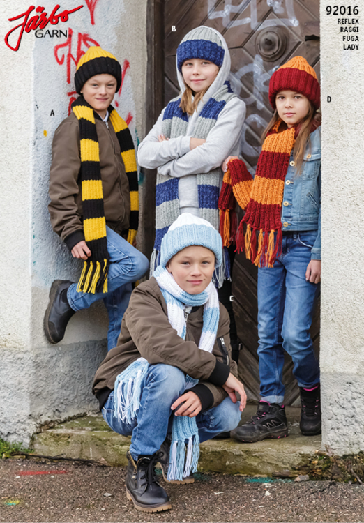 Randiga halsdukar med matchande mössor