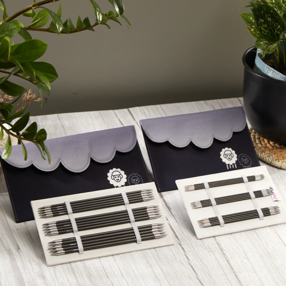 KnitPro Karbonz Starter - Set med strumpstickor (5 st, 15 cm)