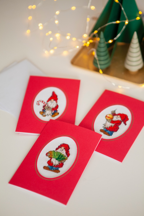 Broderikit söta tomtar - 3 pack kort | Eddna SE