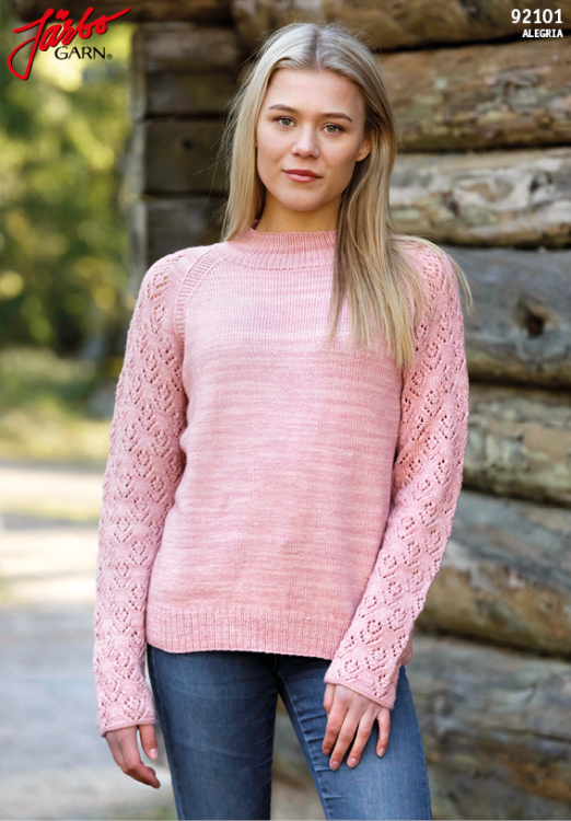 Pärla - tröja med spetsmönstrade ärmar