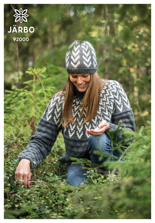 Fyra olika mössor i nordiska mönster