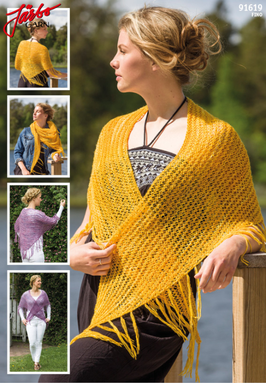 Trekantssjal med tappade maskor