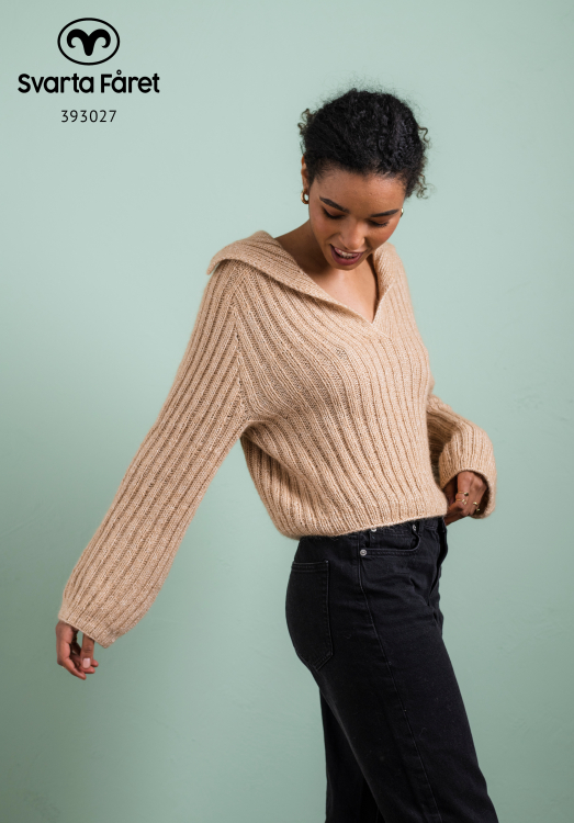 Mönster - Bergamo - ribbstickad tröja med stor krage | Eddna SE